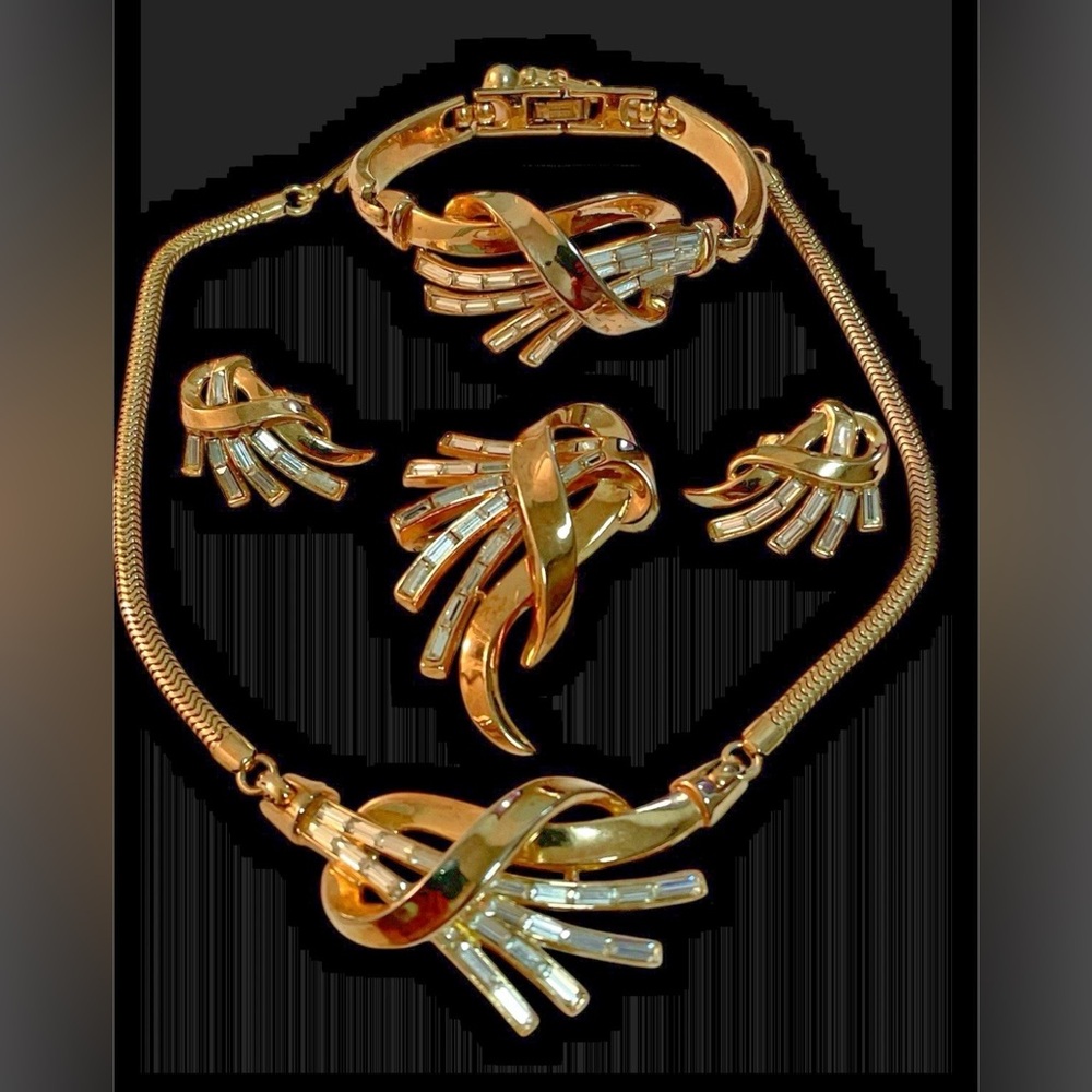 TRIFARI Parure Meteor Comet Alfred Philippe Necklace Bracelet Brooch Earring Set